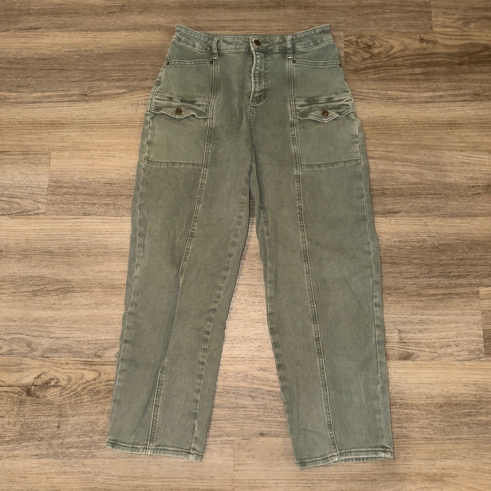 Altar'd State Sage Green Cargo Jeans High Rise Straight Leg MDP-R3296 Size 27